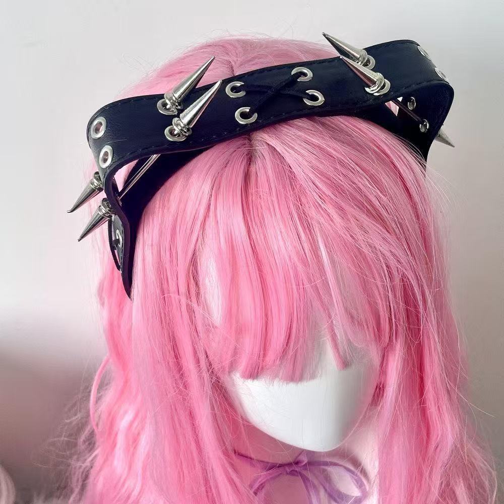 Leatherwork Rivets - Serre-tête à rivets style Punk Harajuku,