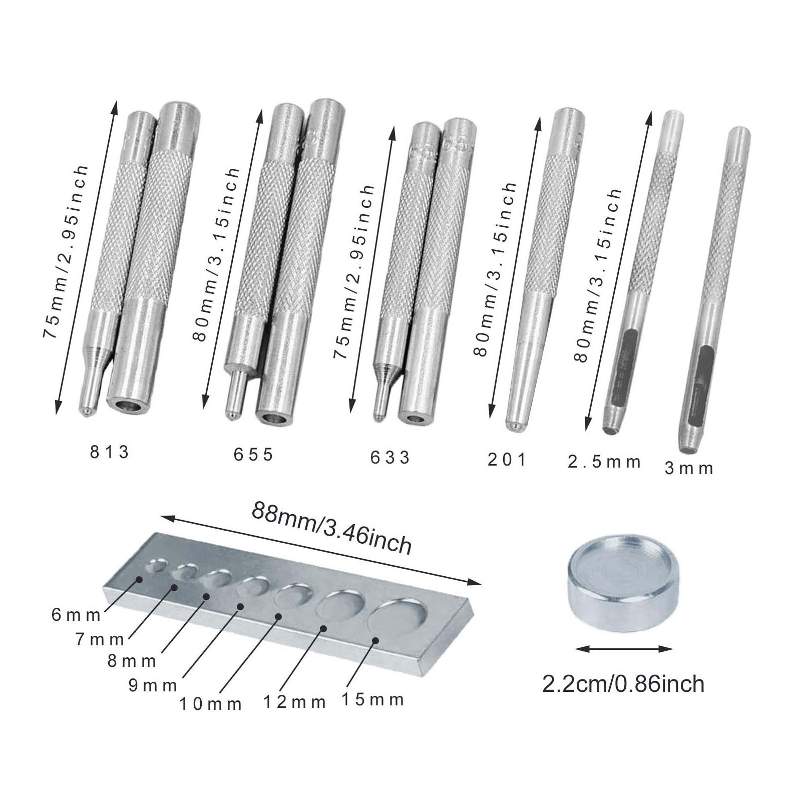 11 pièces Snap Rivet Setter, o - Leatherwork Rivet Setter avis et prix